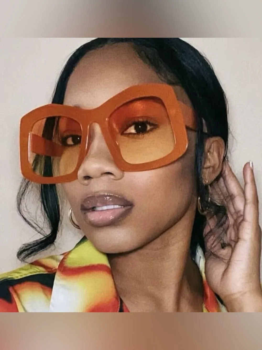 Oversized Orange Square Sunglasses - Fashion Women Accessories